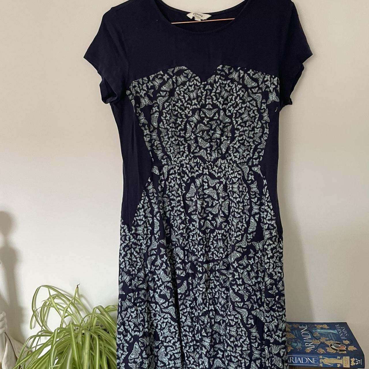 FatFace Women's Blue and Navy Dress | Depop