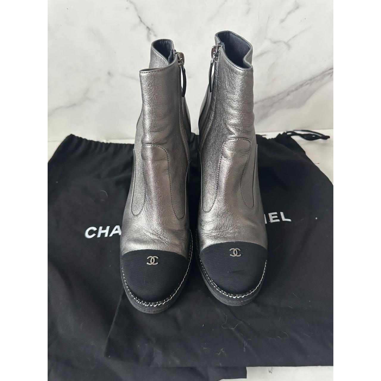 Chanel silver cheap boots