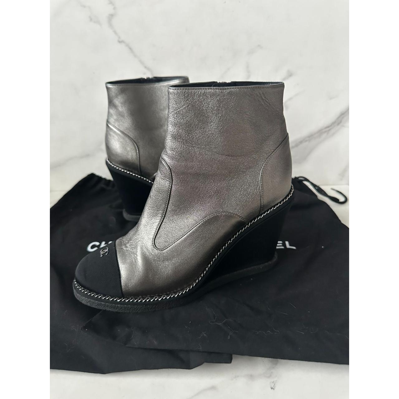 Silver on sale wedge booties