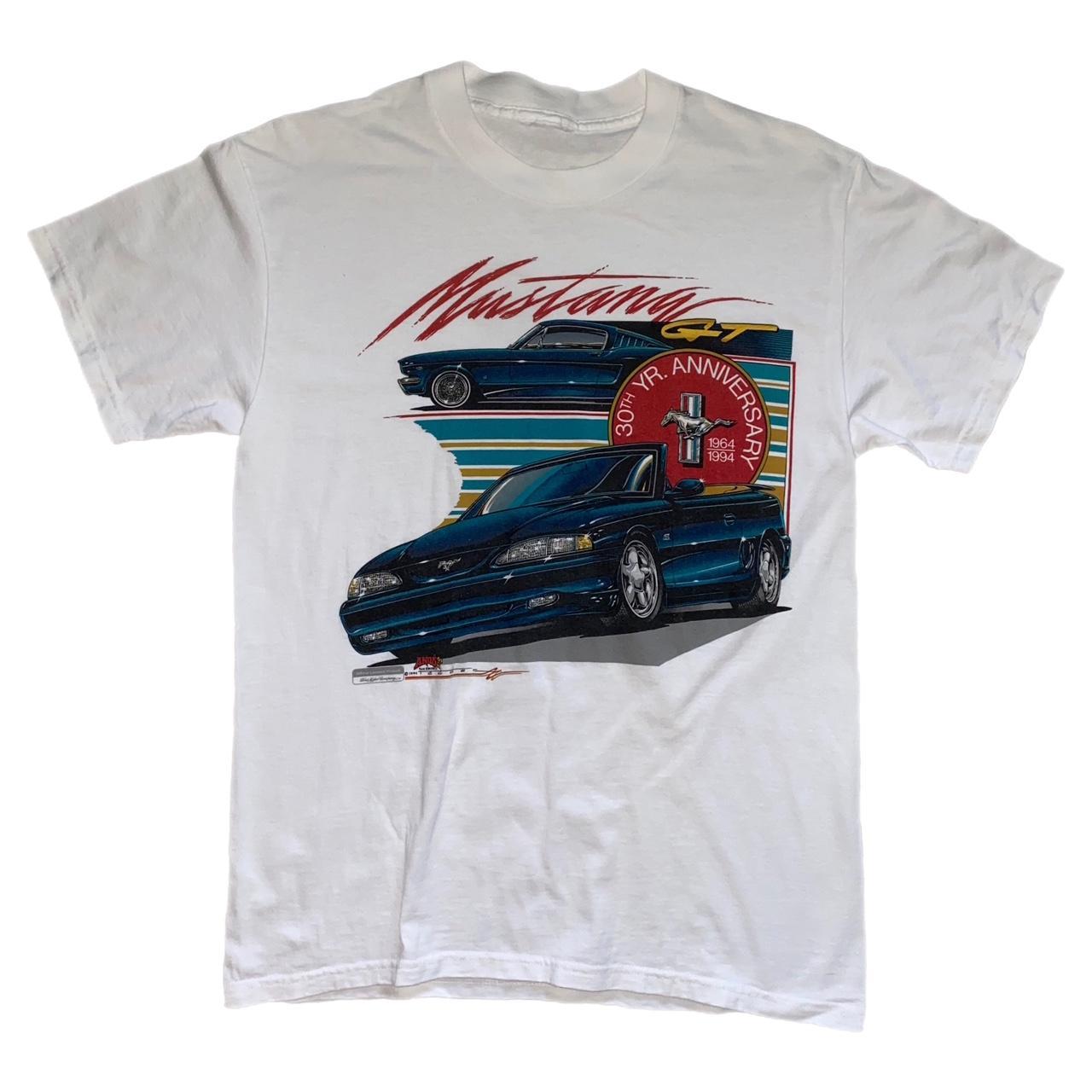 Vintage 90s mustang car graphic shirt White shirt... - Depop