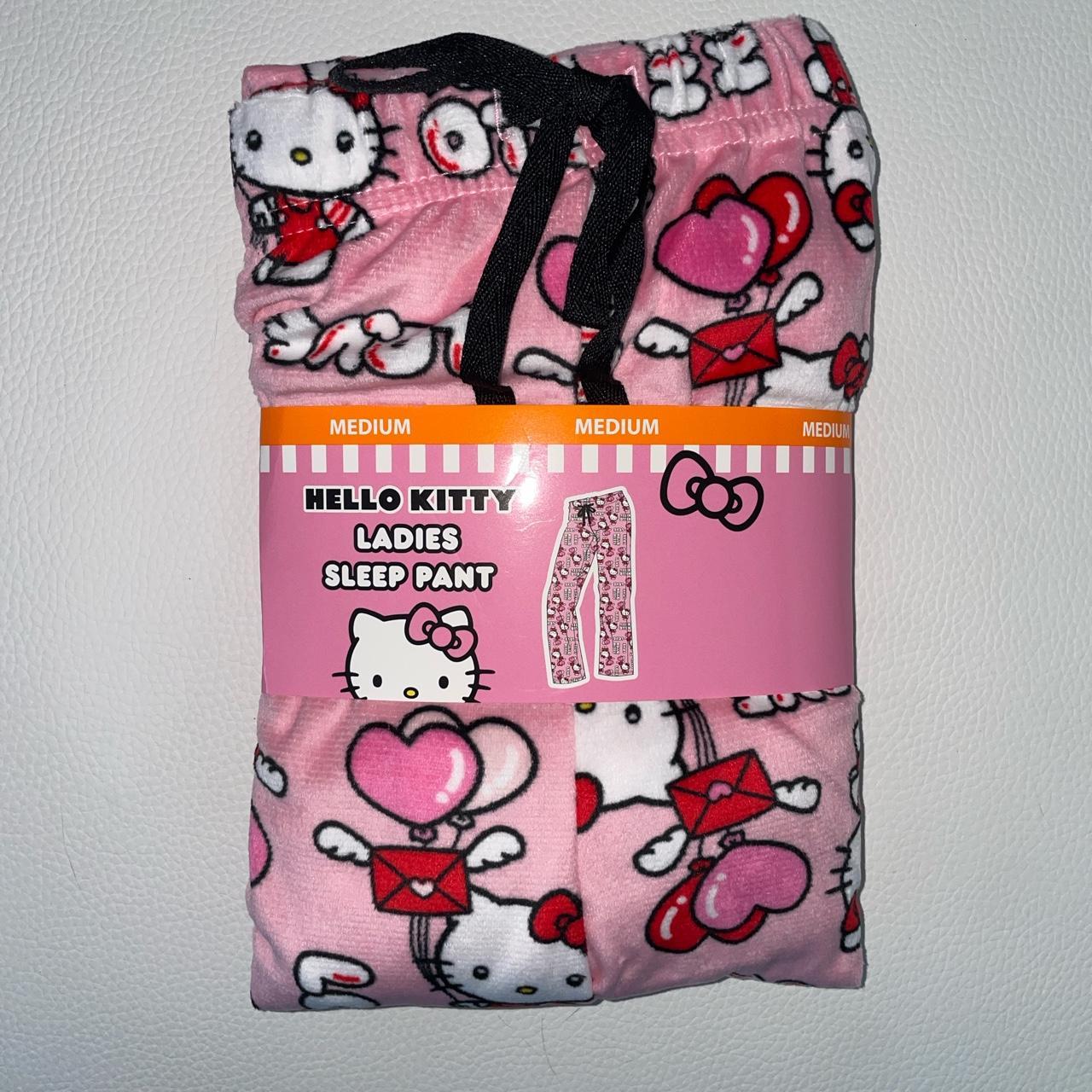 y2k valentines hello kitty pajama pants new in... - Depop