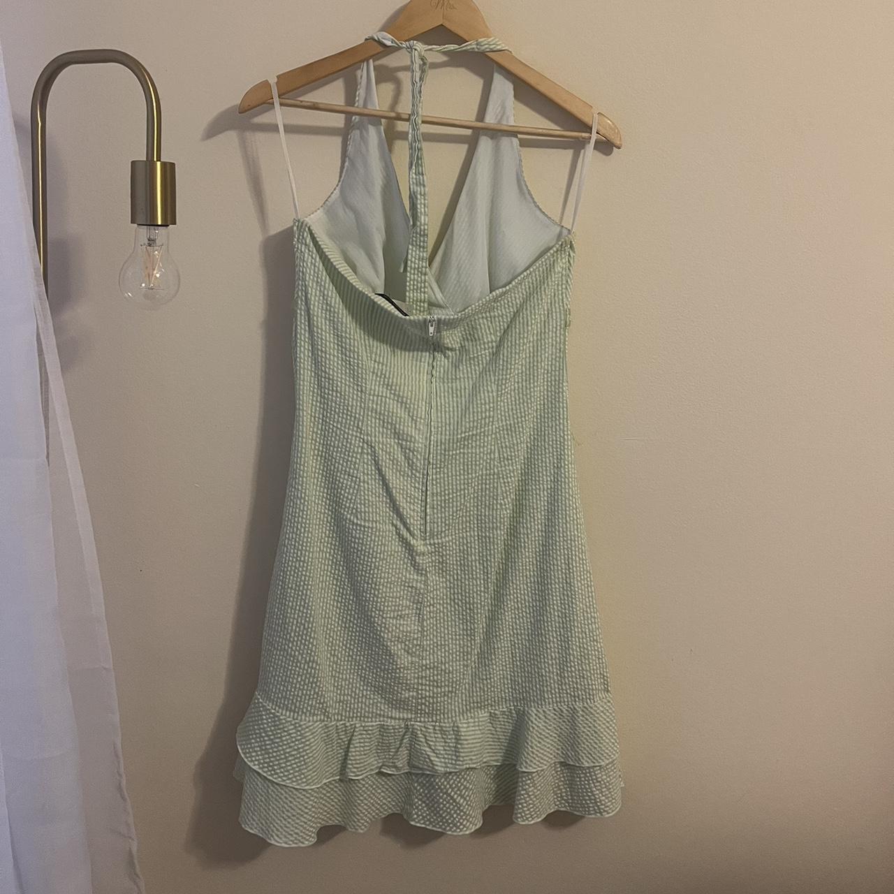Perfect y2k Green ticking pattern dress with cutest... - Depop