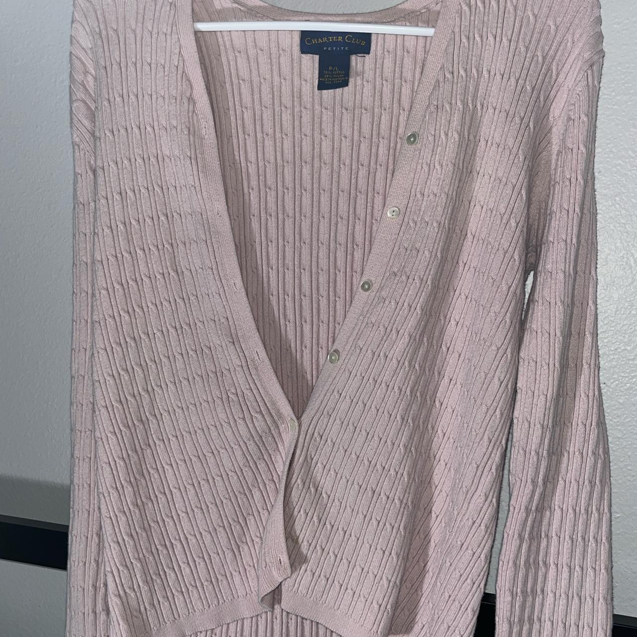 Charter Club Women's Pink Cardigan | Depop