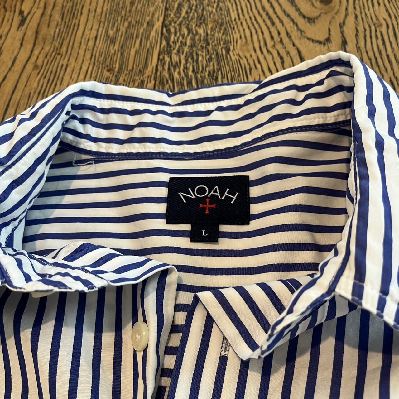 NOAH NYC Oversized Striped Shirt Blue - Size... - Depop