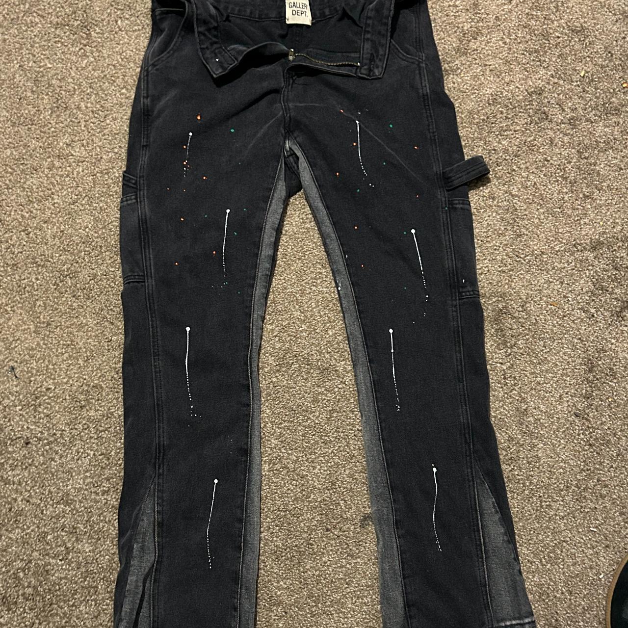 gallery dept flared carpenter jeans faded black w... - Depop