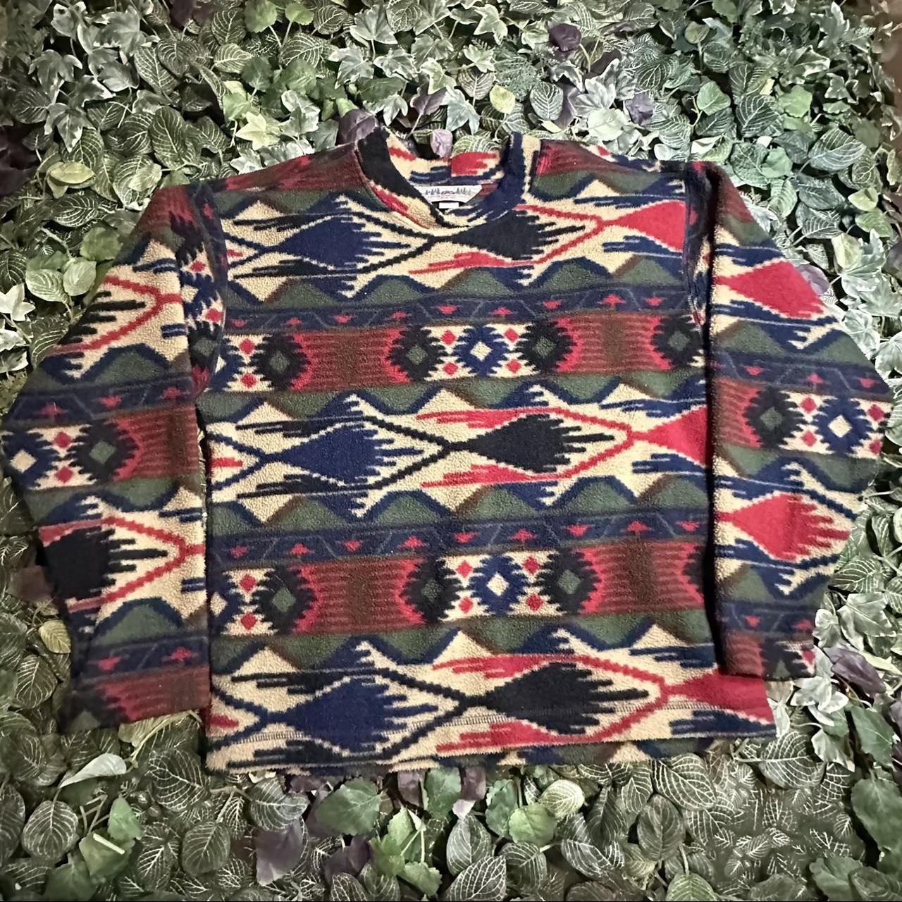 VINTAGE EMS AZTEC STYLE FLEECE PULLOVER SIZE Depop   P0 