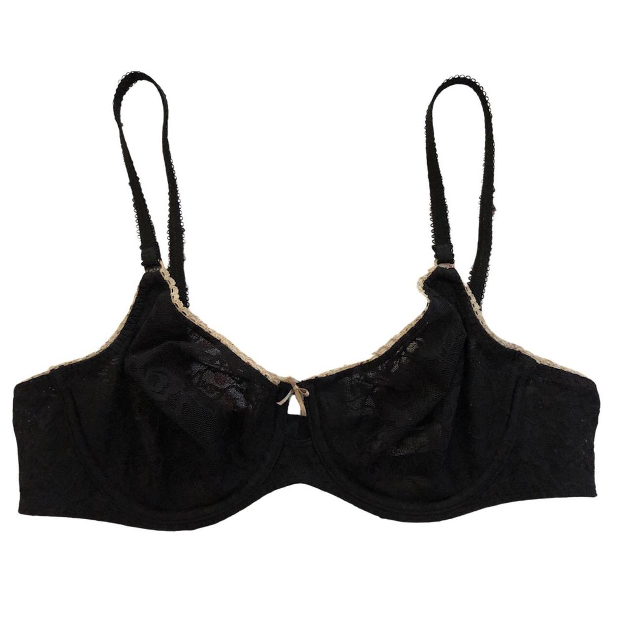 Black lace bra ♥︎ Pretty bra with sheer lace unpadded... - Depop