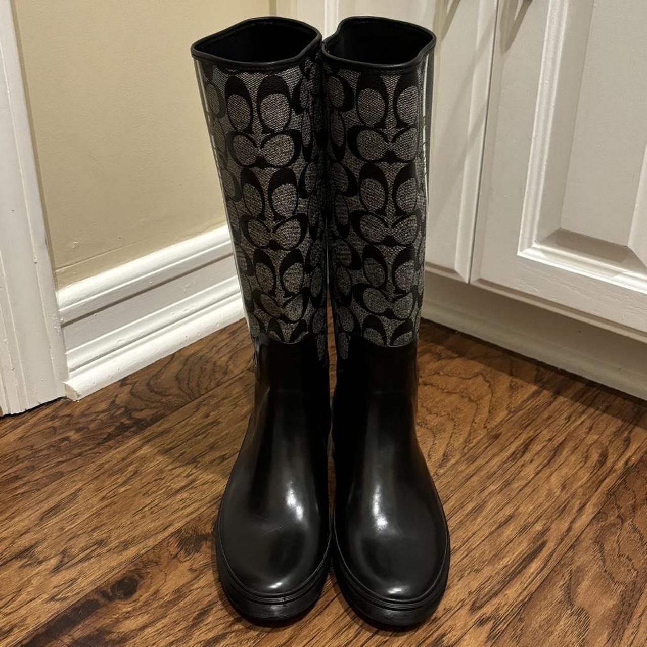 Black coach rain boots best sale