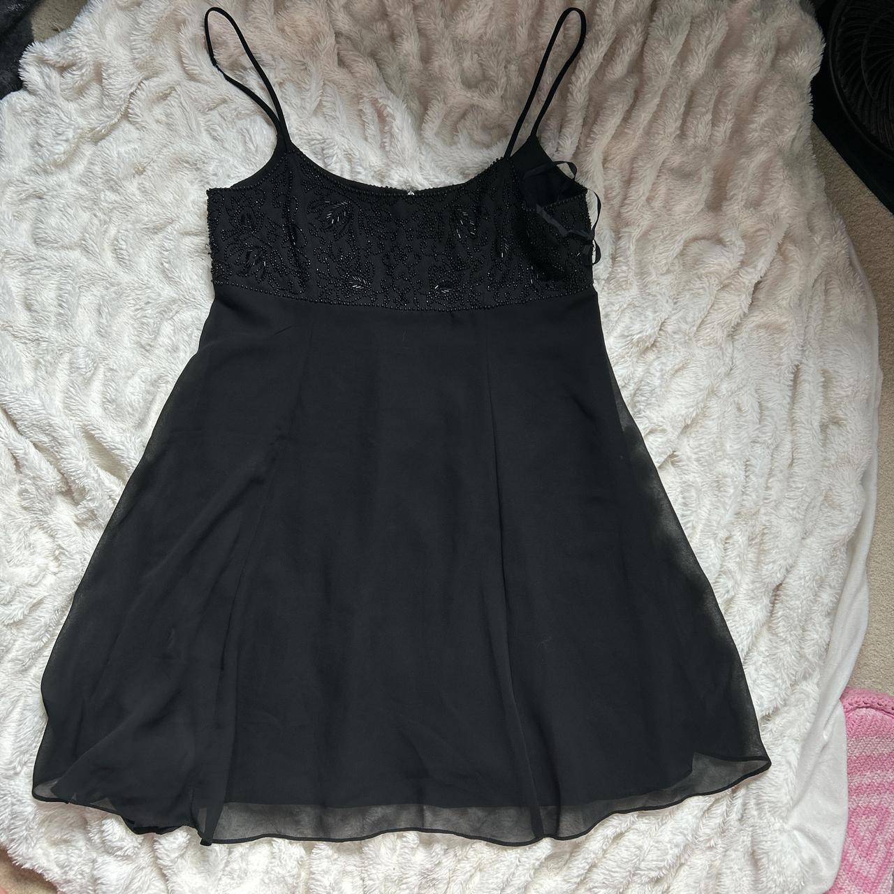Pretty black Flowy dress mini dress long top goth... - Depop