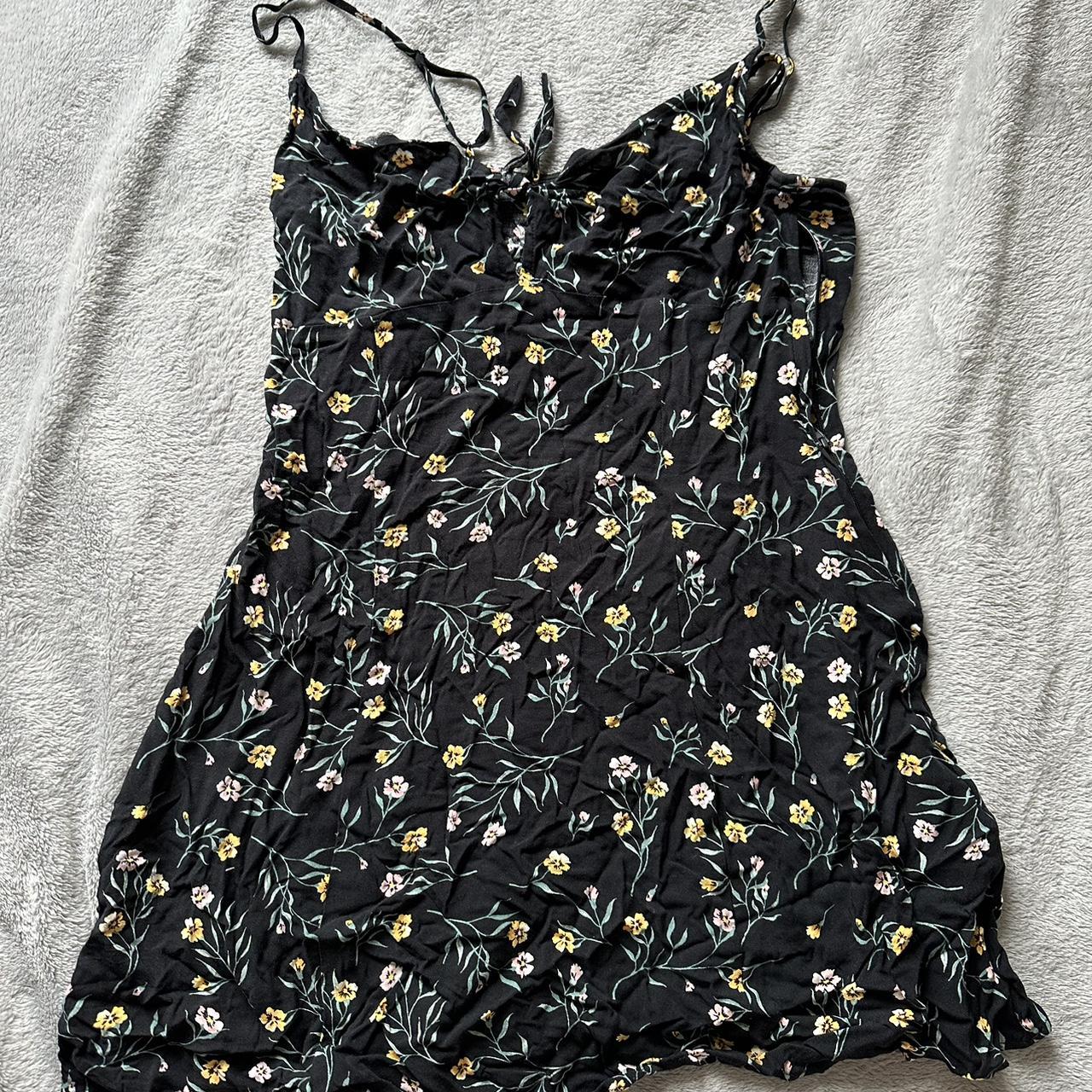 super cute h&m black floral mini dress size 10 light... Depop
