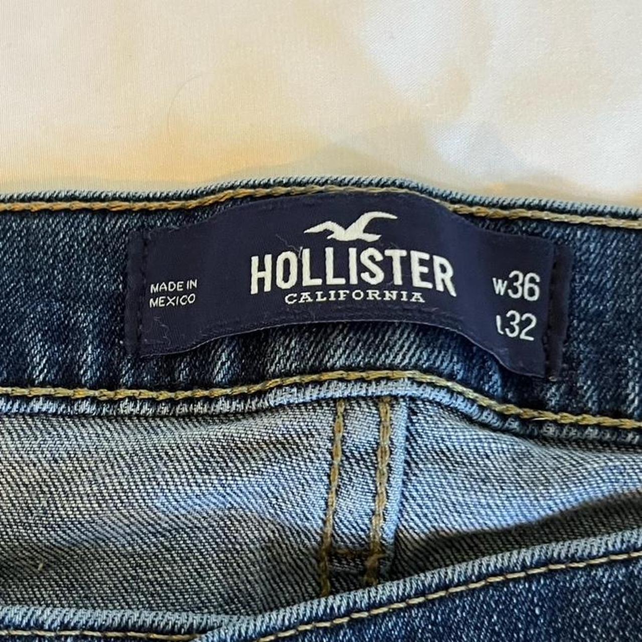 - Straight Fit Dark Blue Hollister Jeans - Size 36 W... - Depop