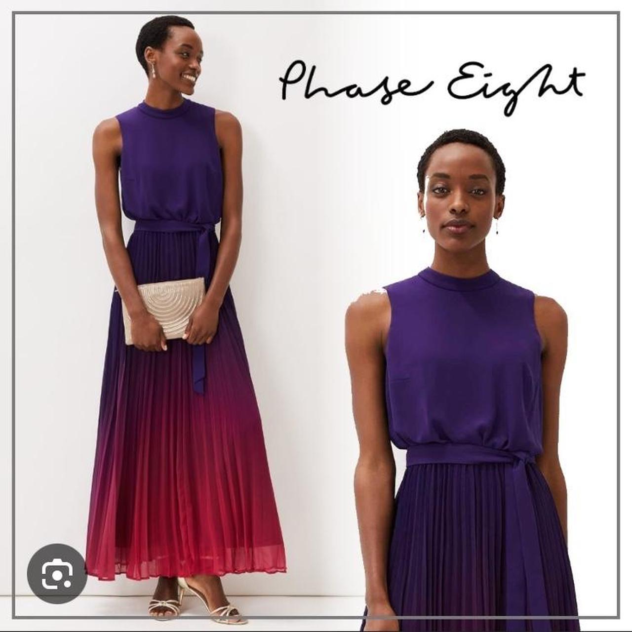 Phase Eight Purple Lily Dip Dye Pleated dress size. Depop