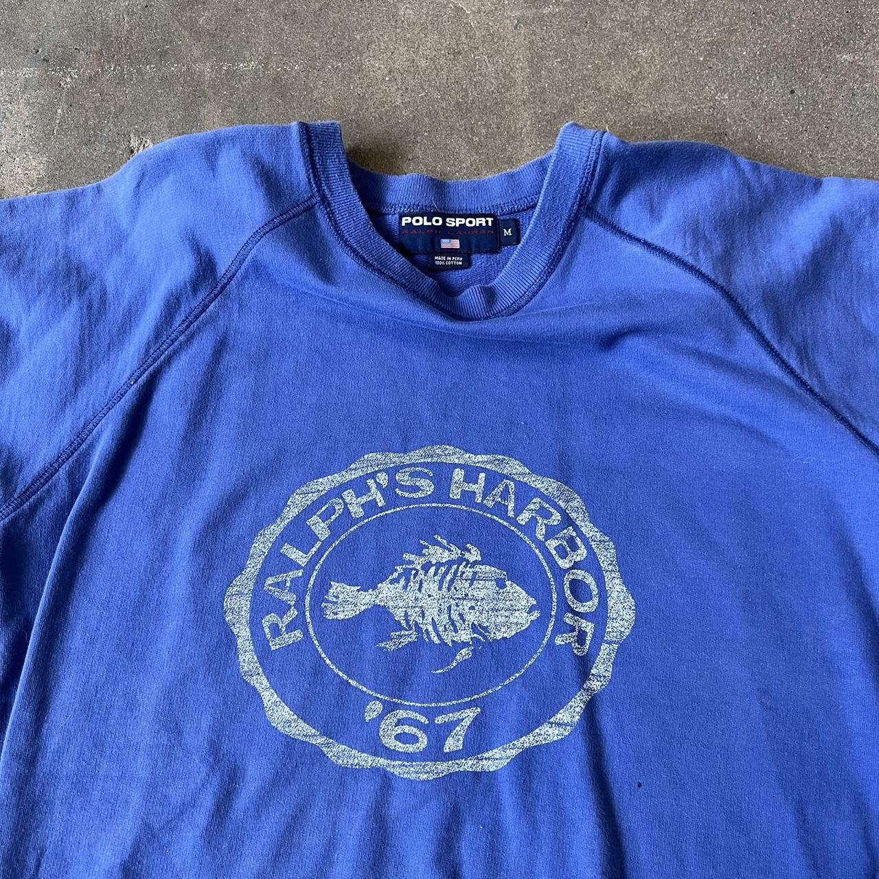 Polo Sport Men's Blue and White Sweatshirt Depop