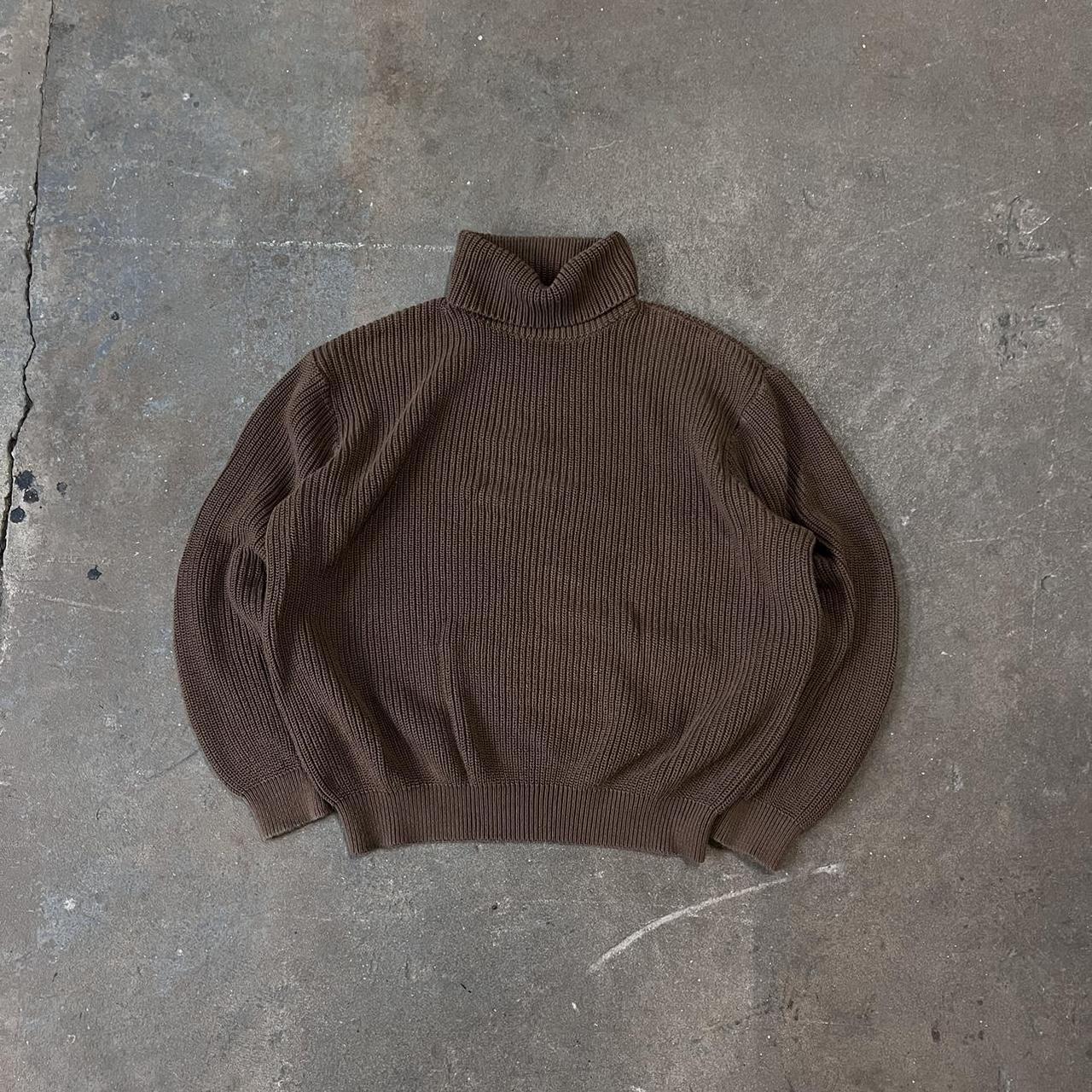 Brandy Melville Brown Oversized Turtleneck Sweater... - Depop