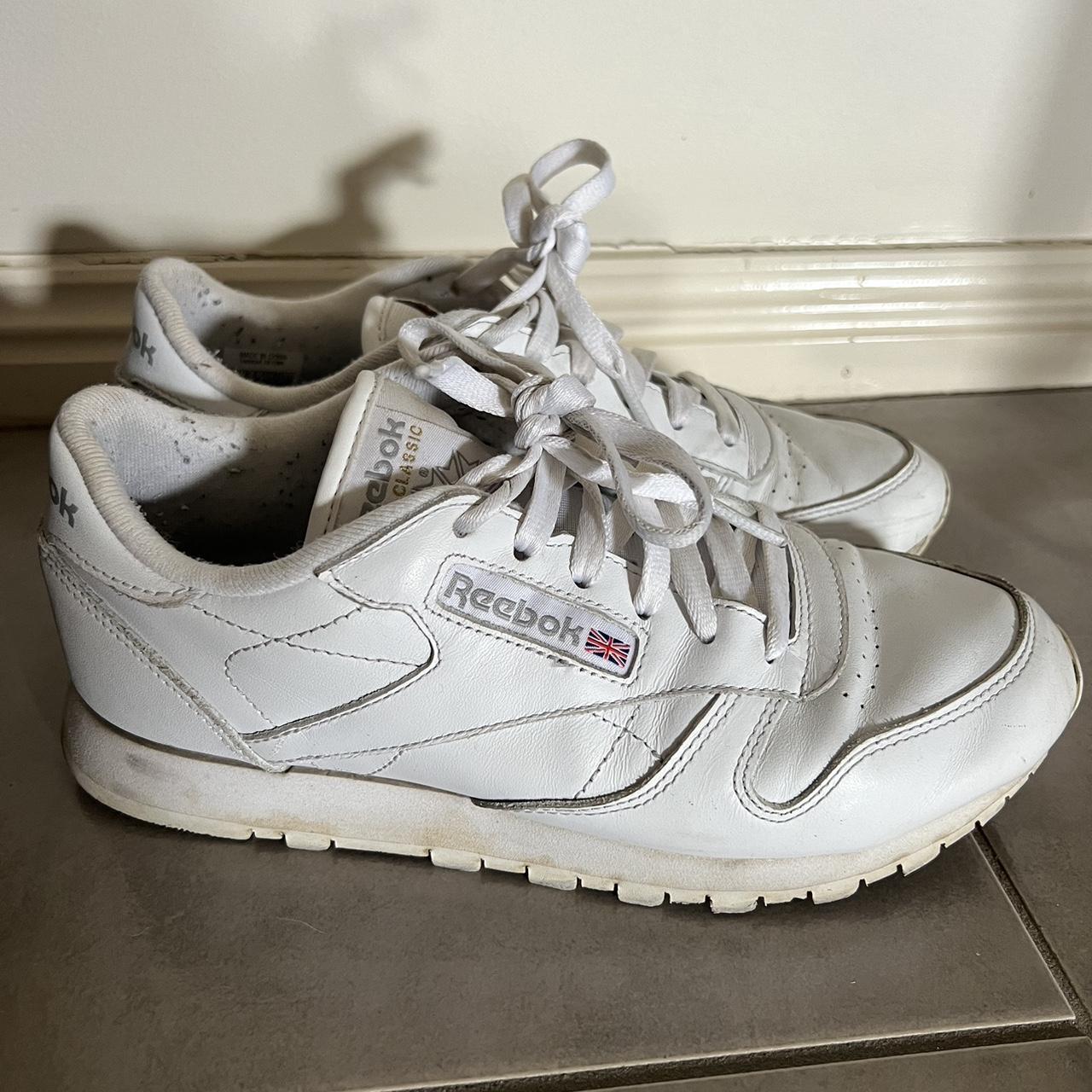 Reebok white leather runners Depop