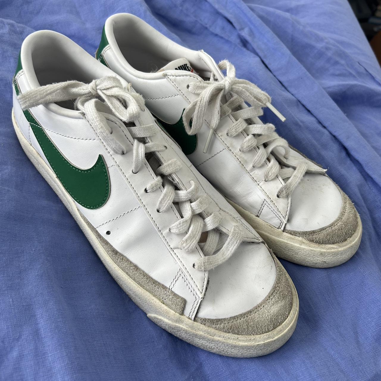 White & Green Nike Blazers Low size US 10 Good... - Depop