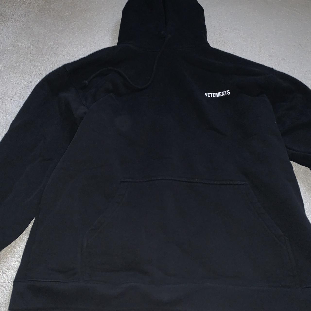 Vetements black hoodie/jumper - Depop