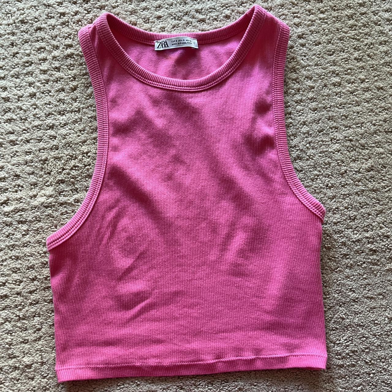 Hot pink Zara tank top Size small #zara #pink - Depop