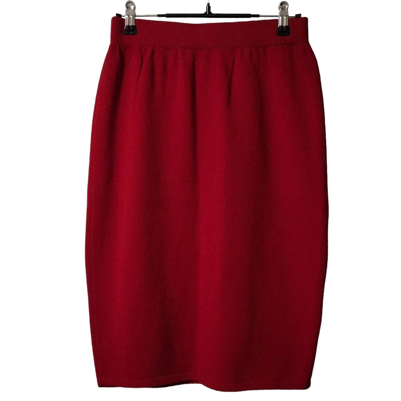 St. John Collection Red Santana Knit Pencil Skirt