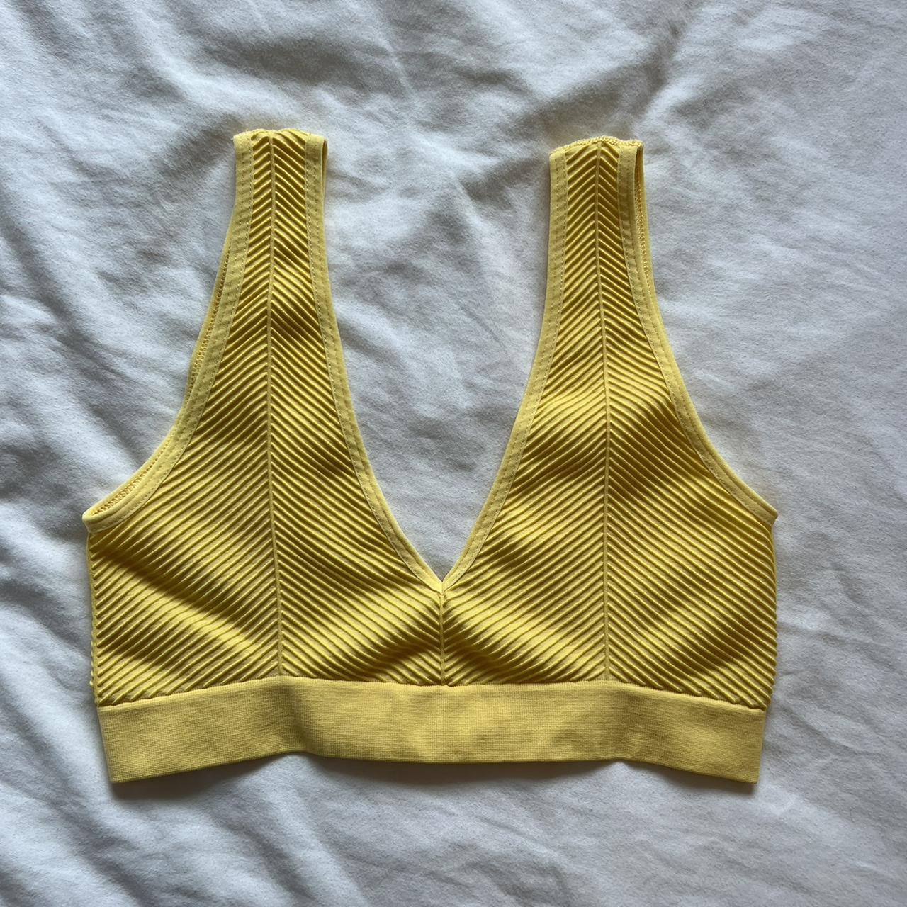 Mustard flower yellow crochet lace bralette from - Depop