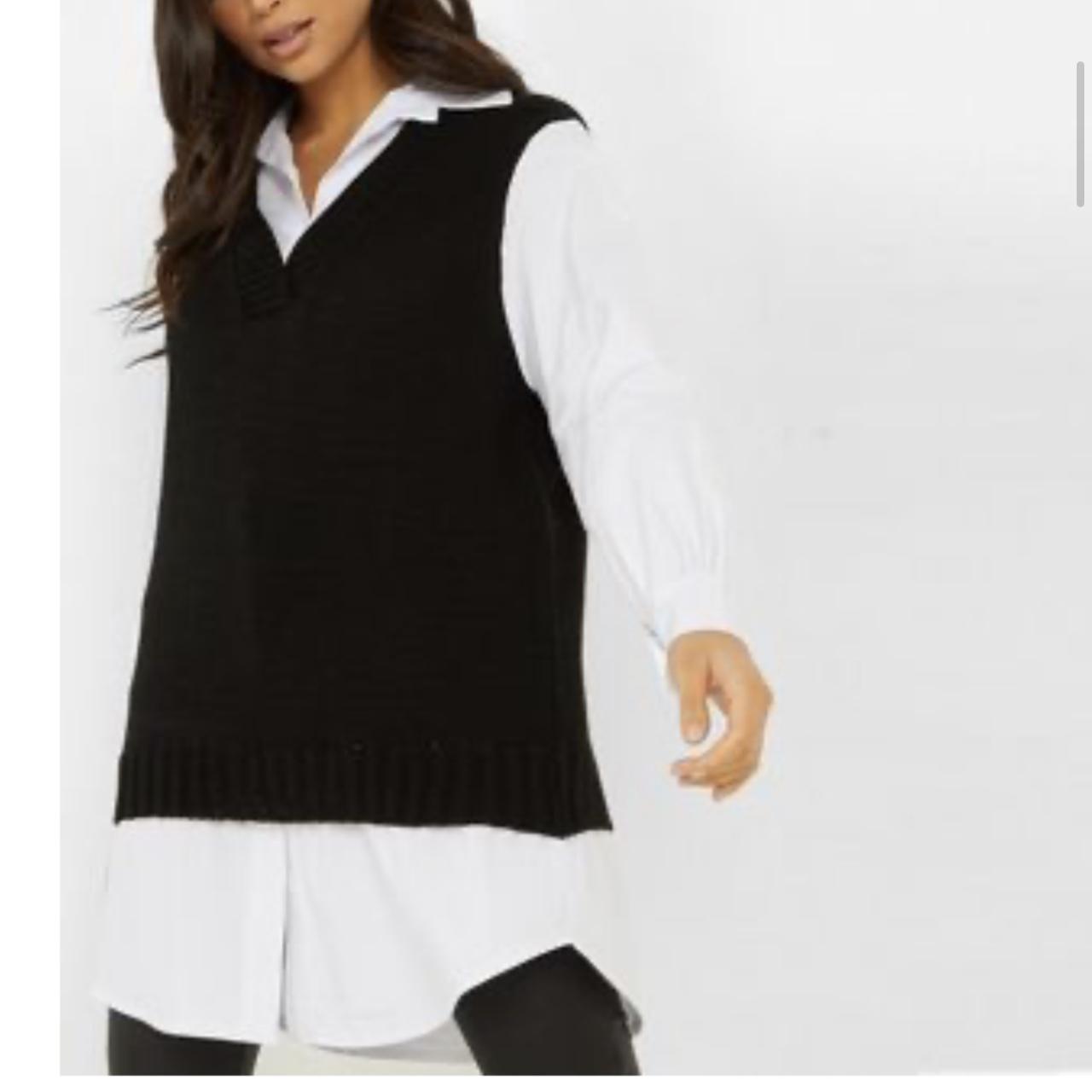 Quiz black 2 in 1 shirt vest jumper Never worn ;... Depop