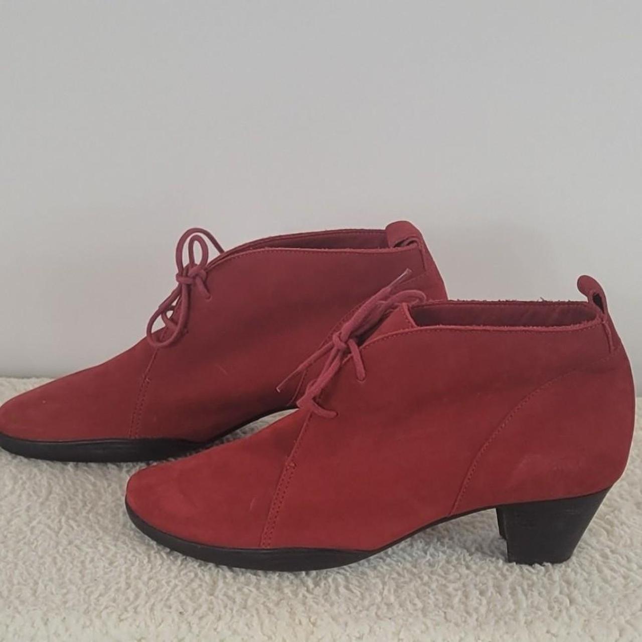 Arche France Nubuck Red Leather Ankle Lace Up Heel Depop