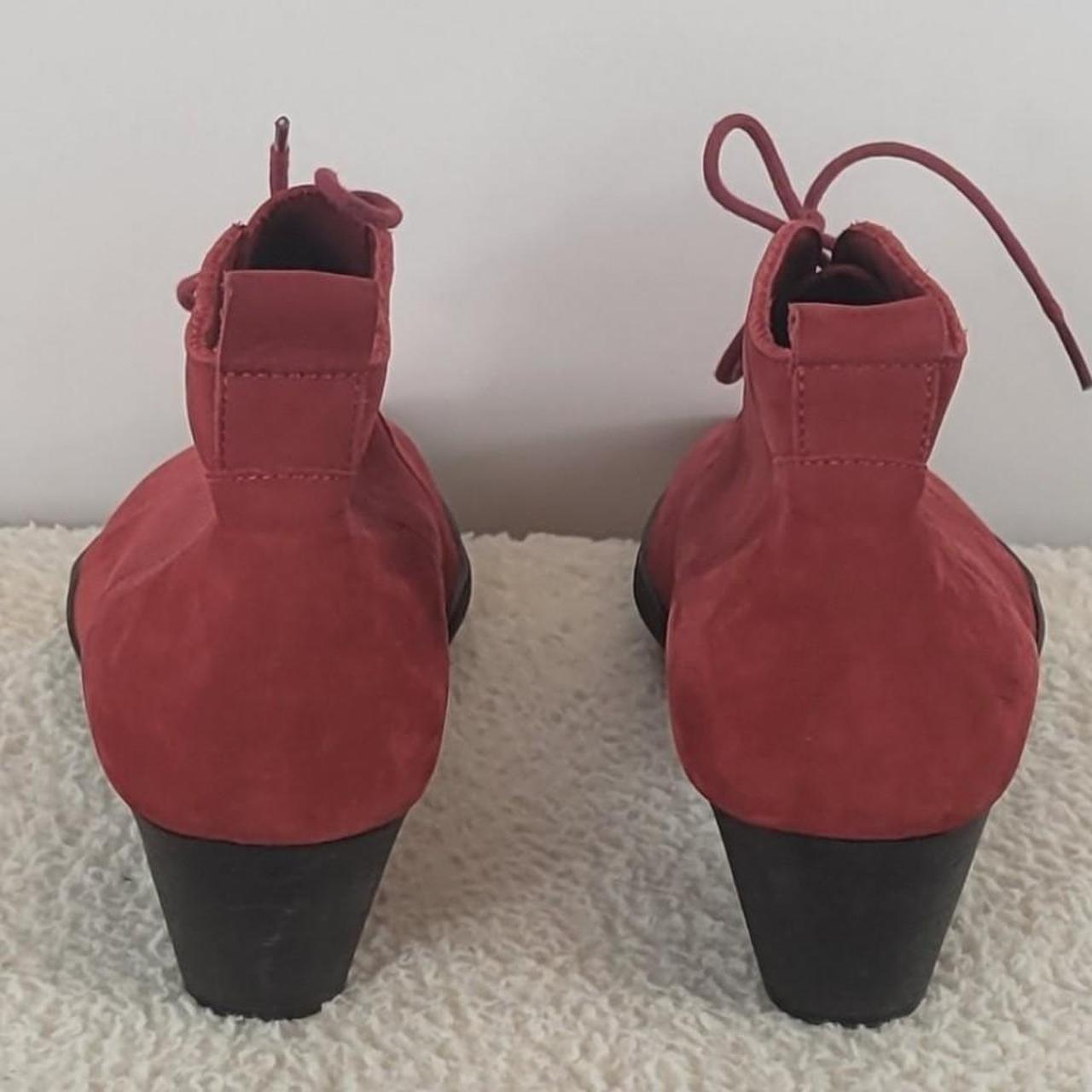 Arche France Nubuck Red Leather Ankle Lace Up Heel