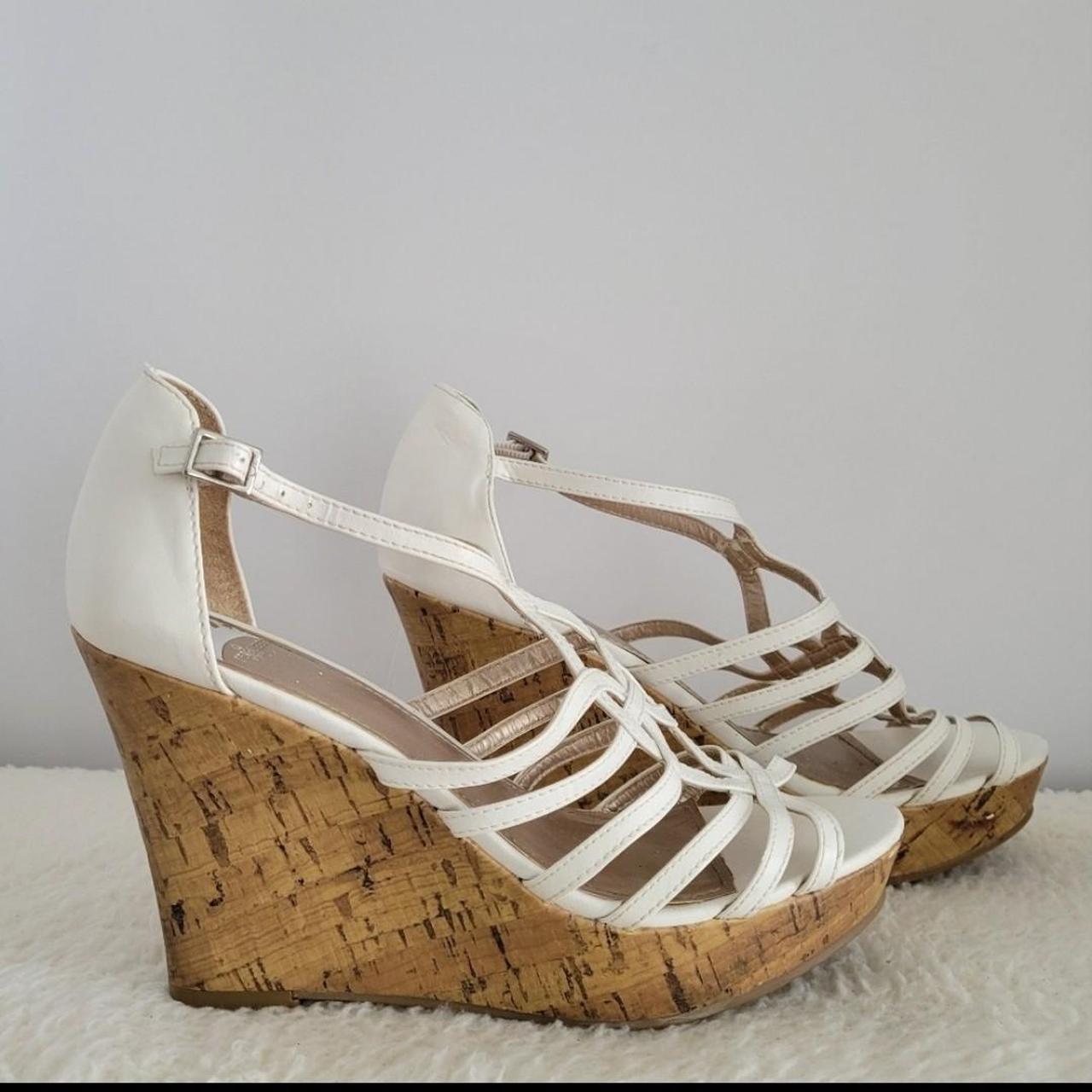 Strappy cork store wedge sandals