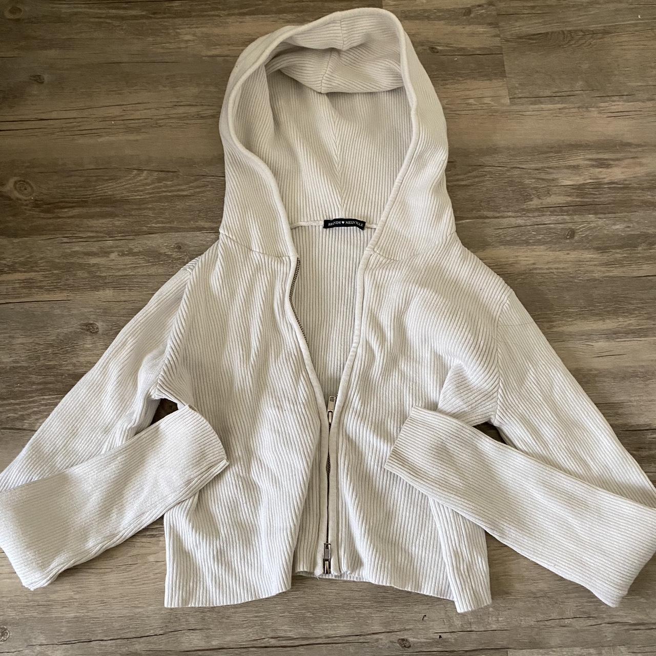 Brandy Melville Women's White Hoodie Depop