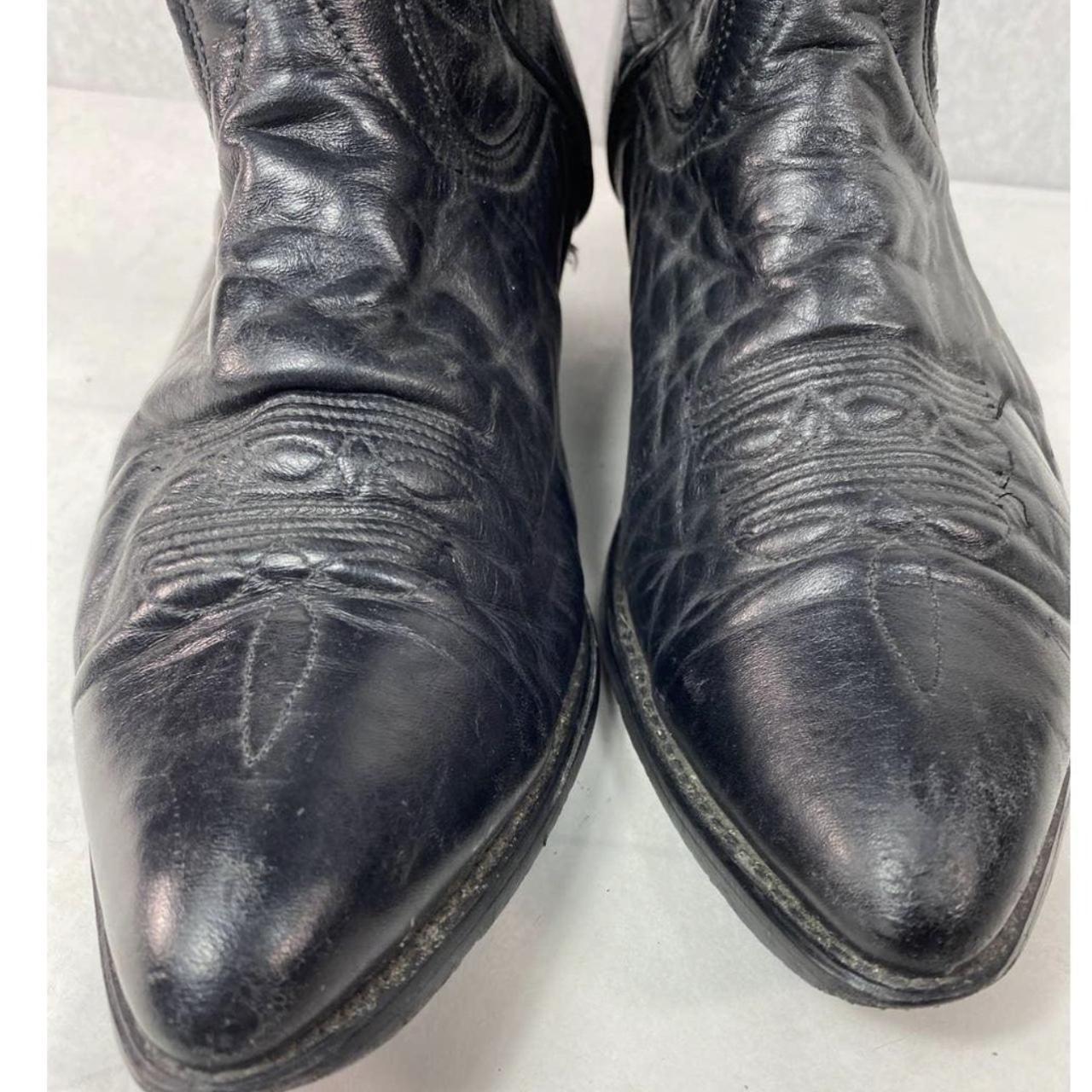 LAREDO BLACK LEATHER WESTERN COWBOY BOOTS MEN'S SIZE... - Depop