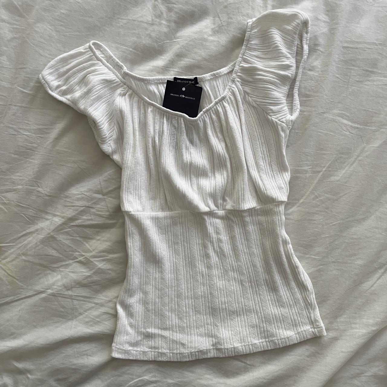 Brandy Melville White Milkmaid Eyelet Top Fits Xs M Depop