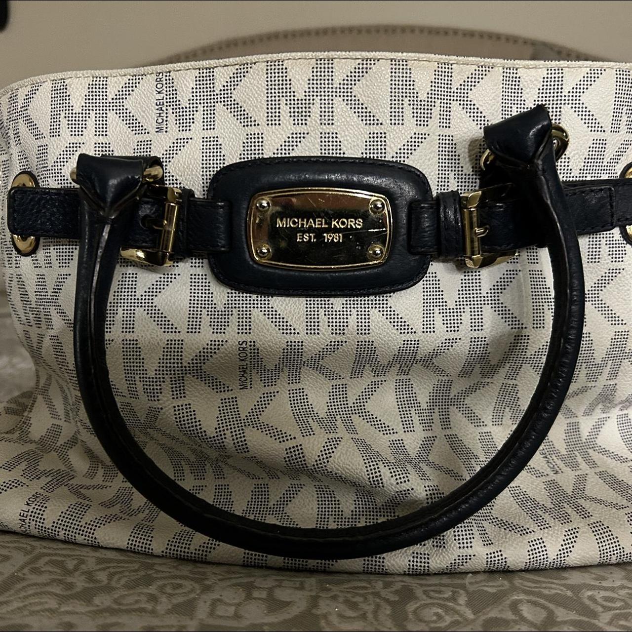 Blue and white michael deals kors purse