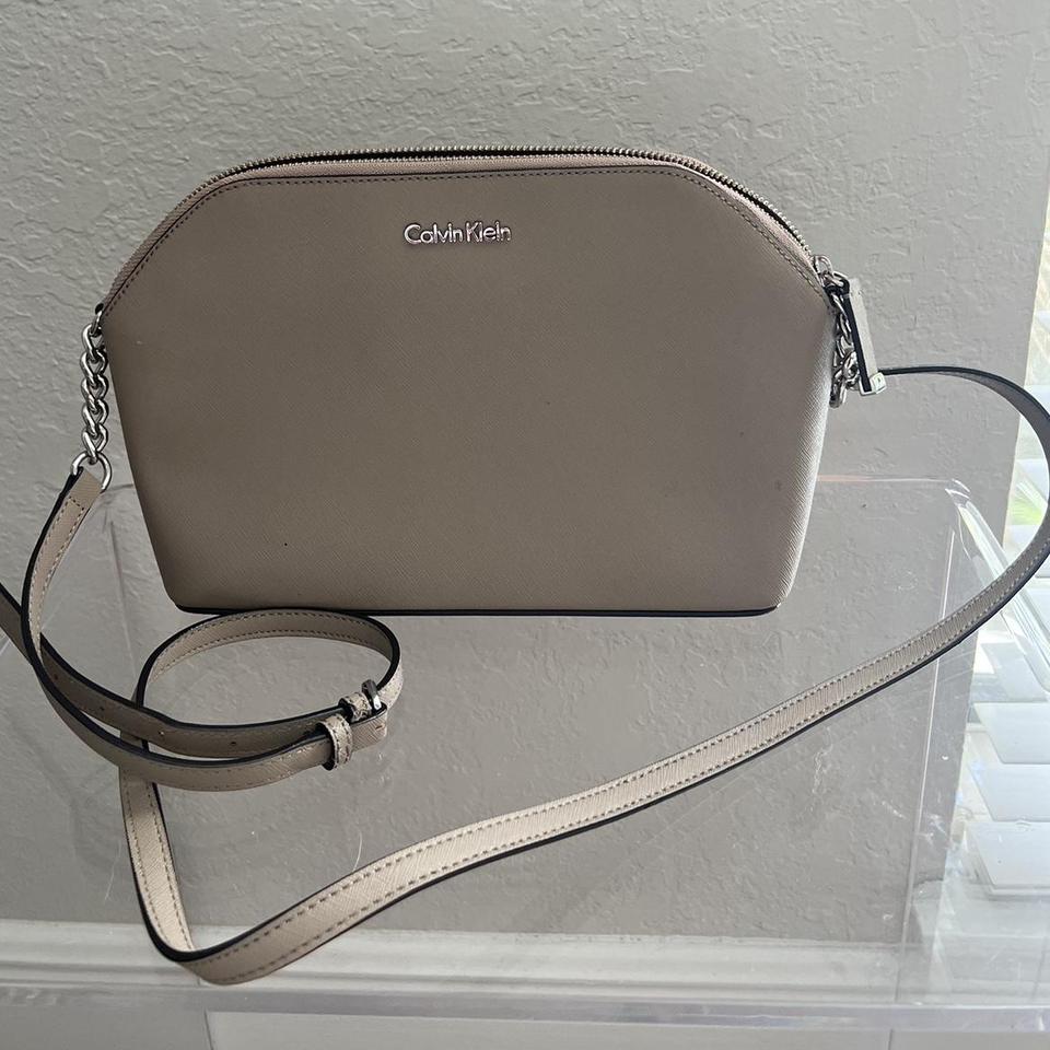 Calvin Klein Women's Marble Beige Cream Crossbody - Depop