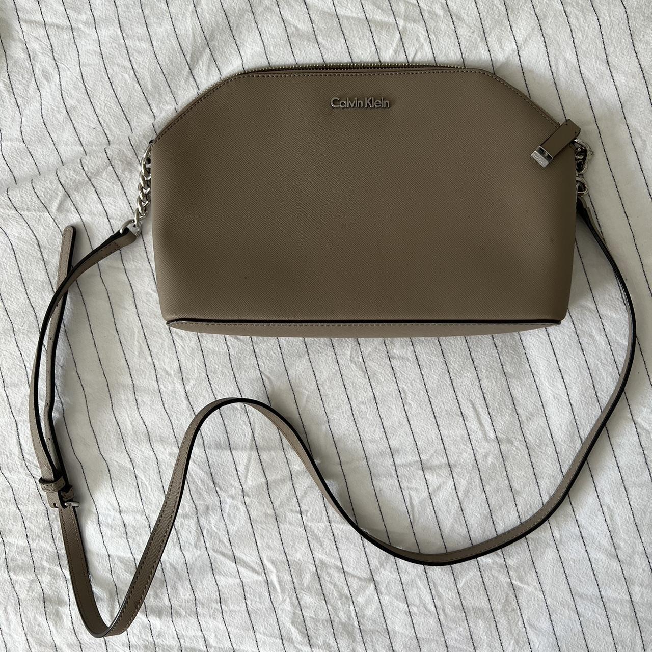 Calvin Klein Women's Marble Beige Cream Crossbody - Depop