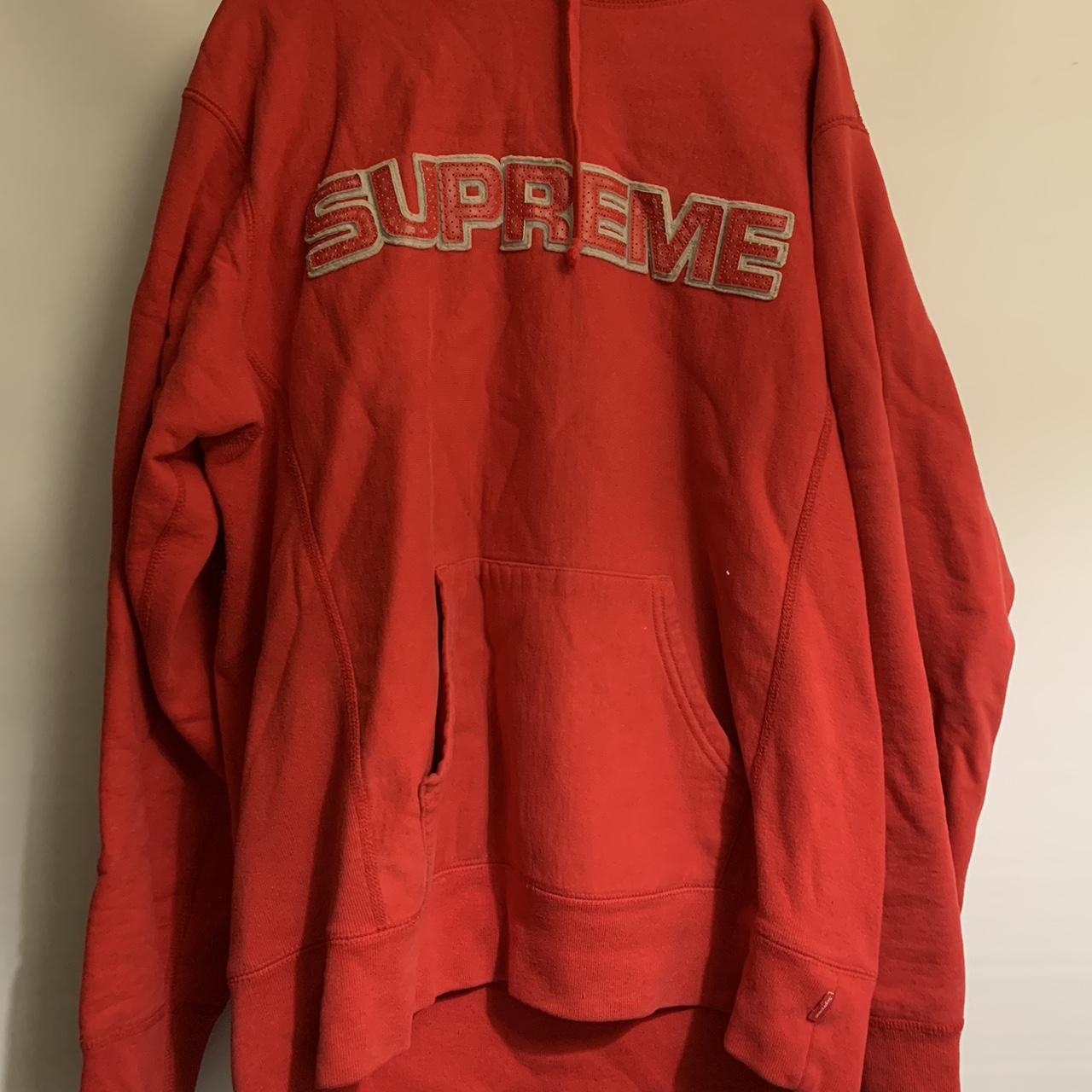 Red supreme hoodie. Good quality. Small blemish in... Depop