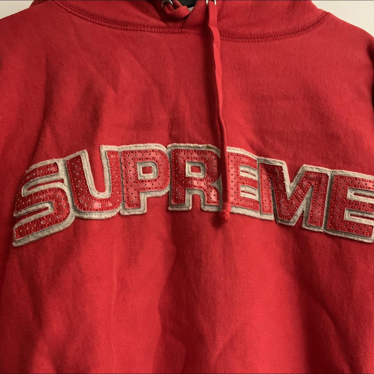 Red supreme hoodie. Good quality. Small blemish in... Depop