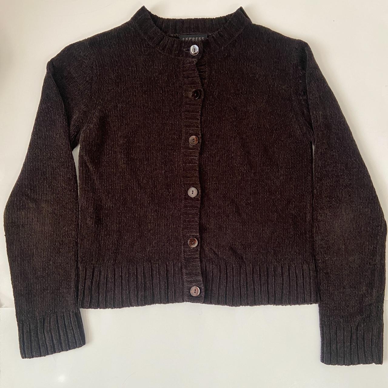 Brown button down cardigan sweater from... - Depop