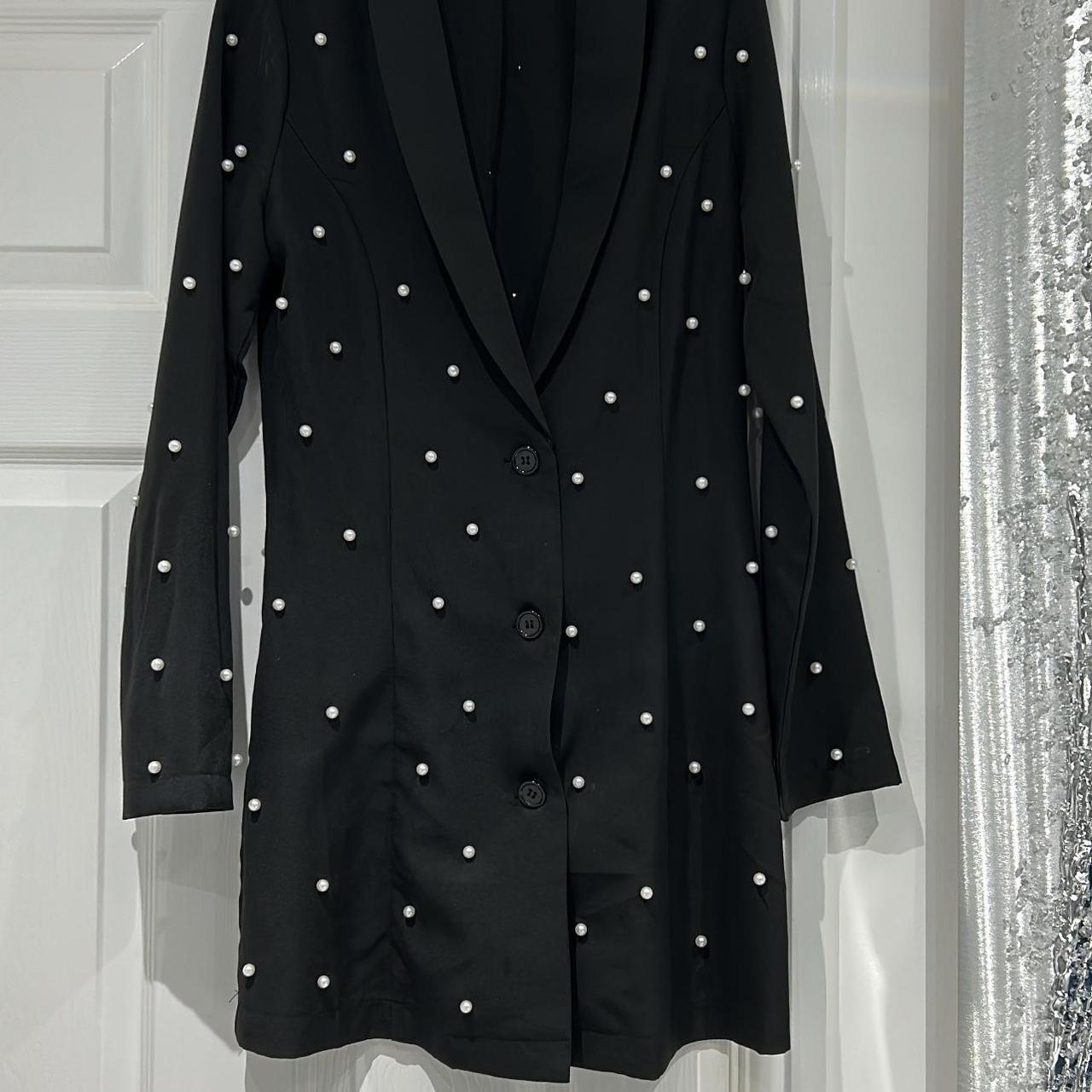 Saint Genies pearl embellished blazer dress in black