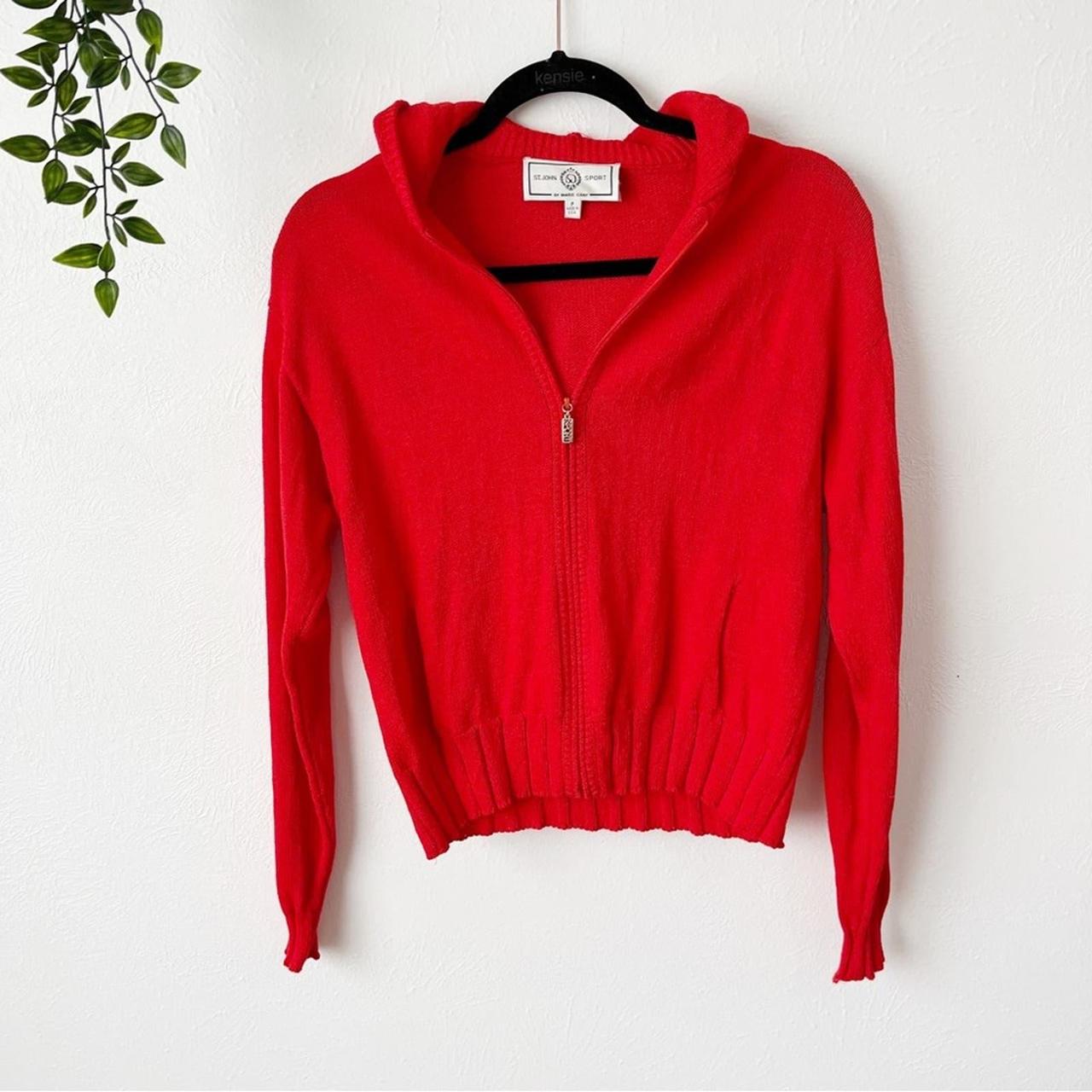 St. John Sport Red Zip Up Hoodie Sweater Sz Depop