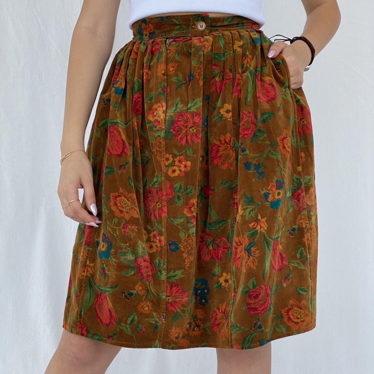 Rare Vintage 80s Kenzo Paris Midi Floral Corduroy. Depop