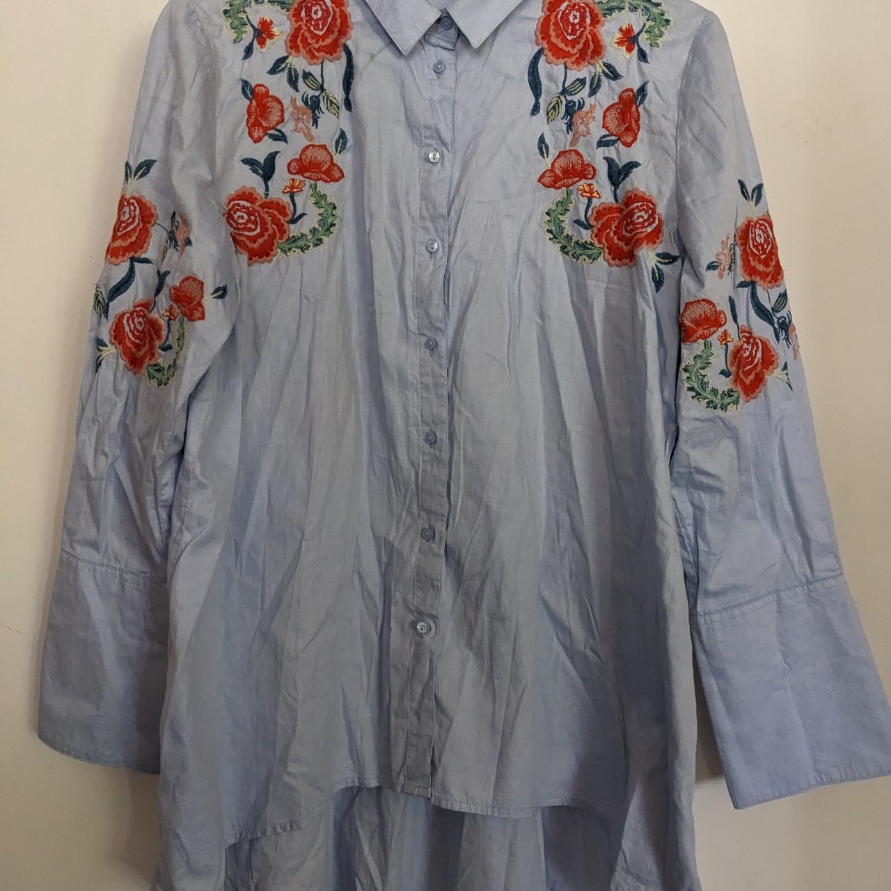 zara basic z1975 denim blouse