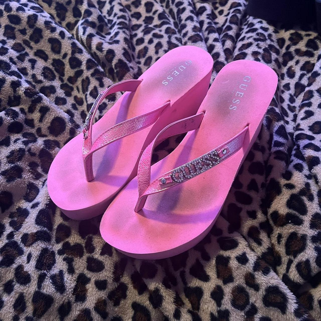 HOT PINK TRASHY Y2K MCBLING GUESS RHINESTONE SANDALS Depop