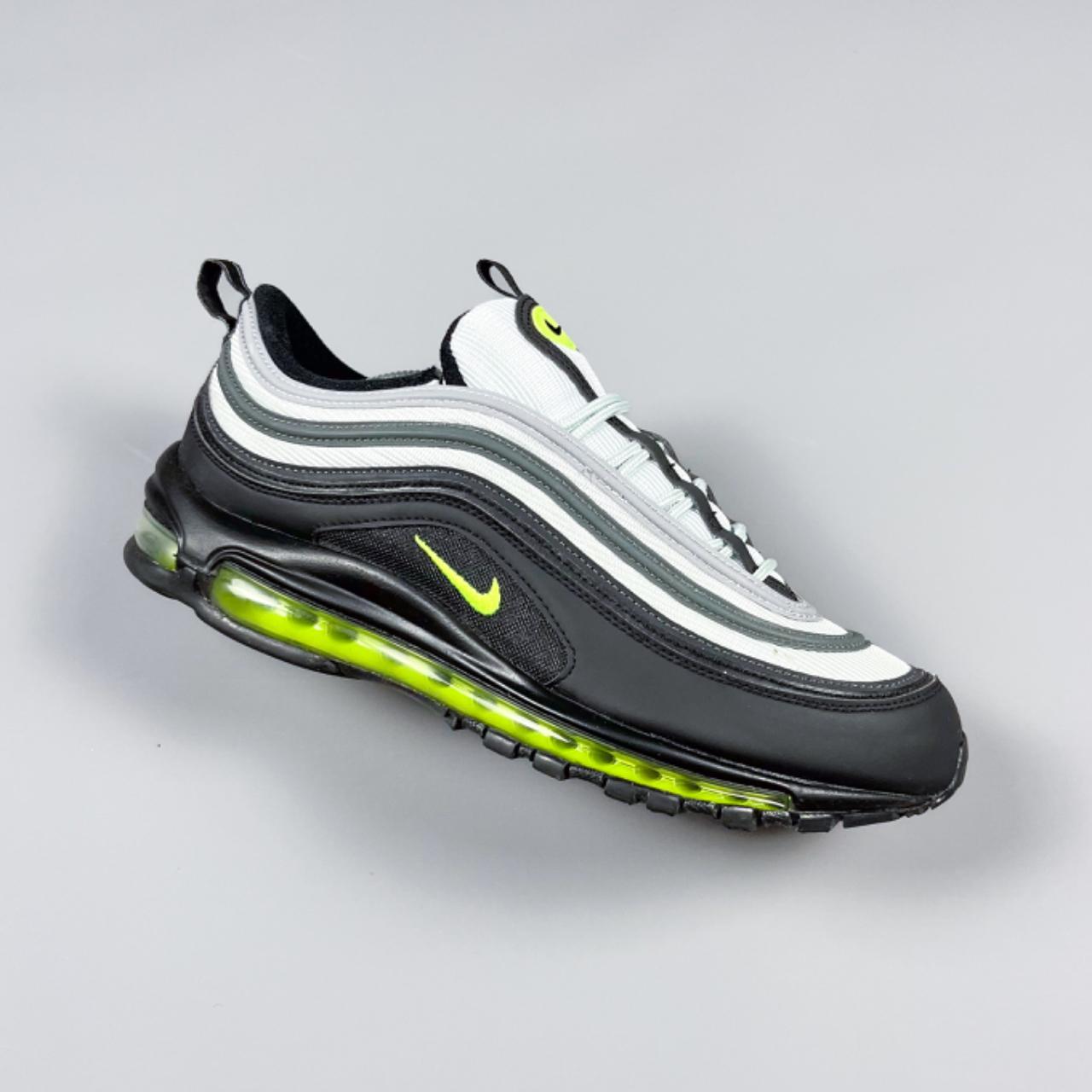 Air max 97 trainers in white with black and neon stripe best sale