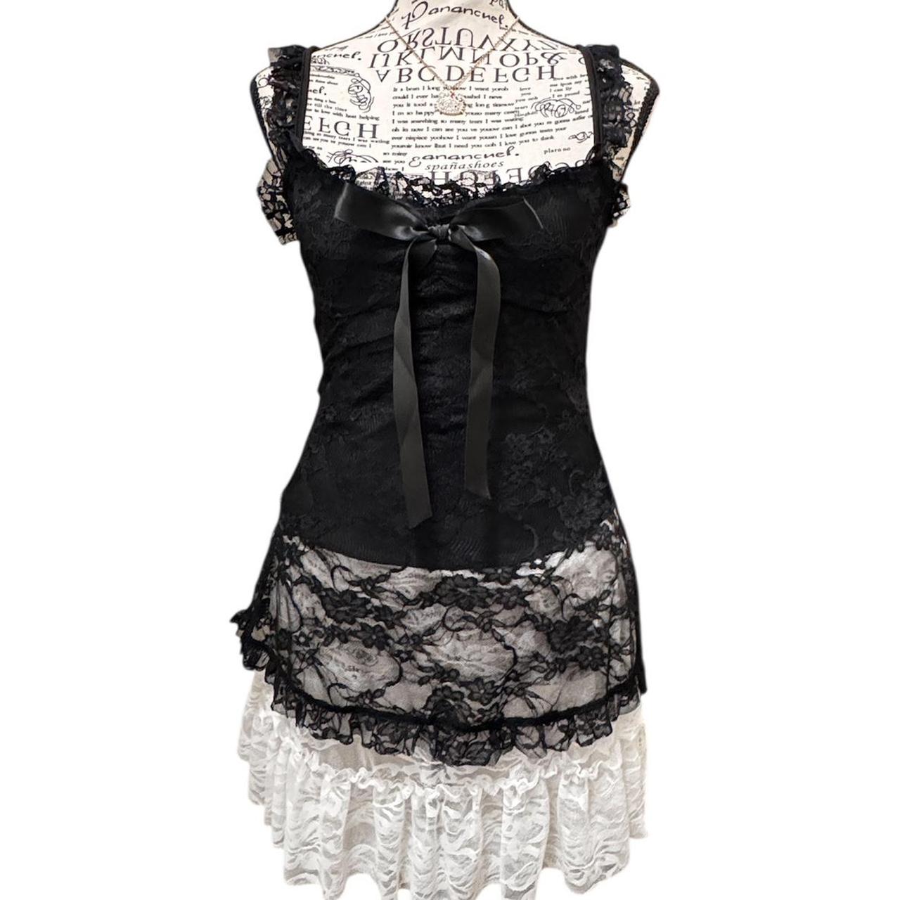Women's Tank top - Black - S – Black lace babydol… - image 1