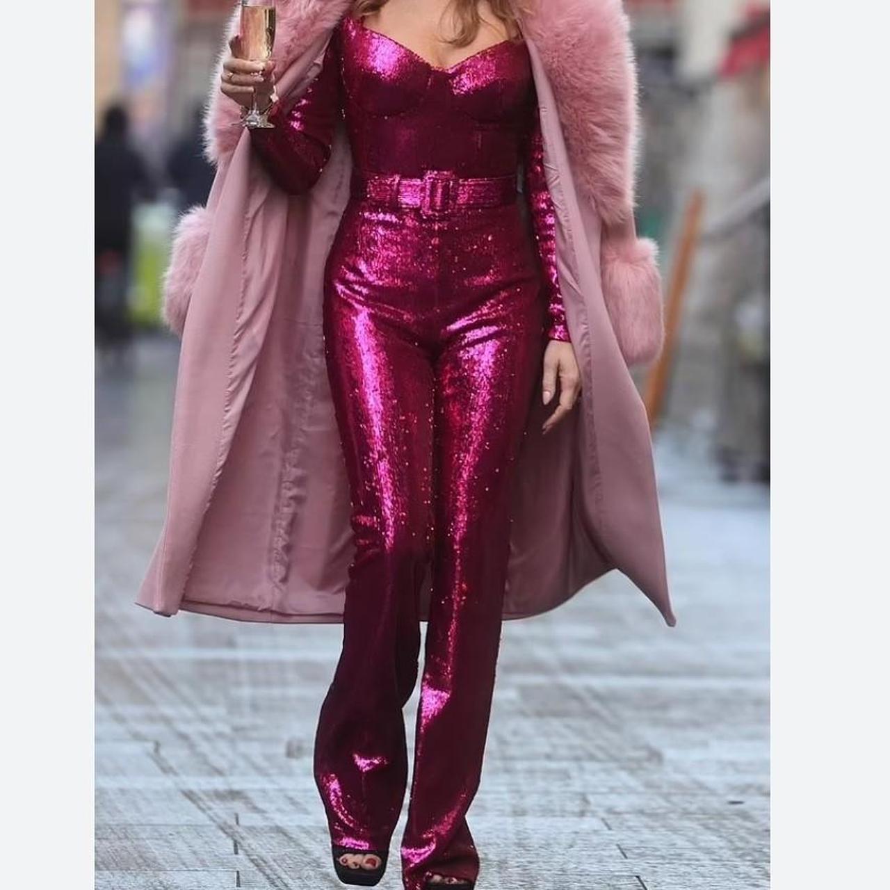 Pink sequin jumpsuit hotsell