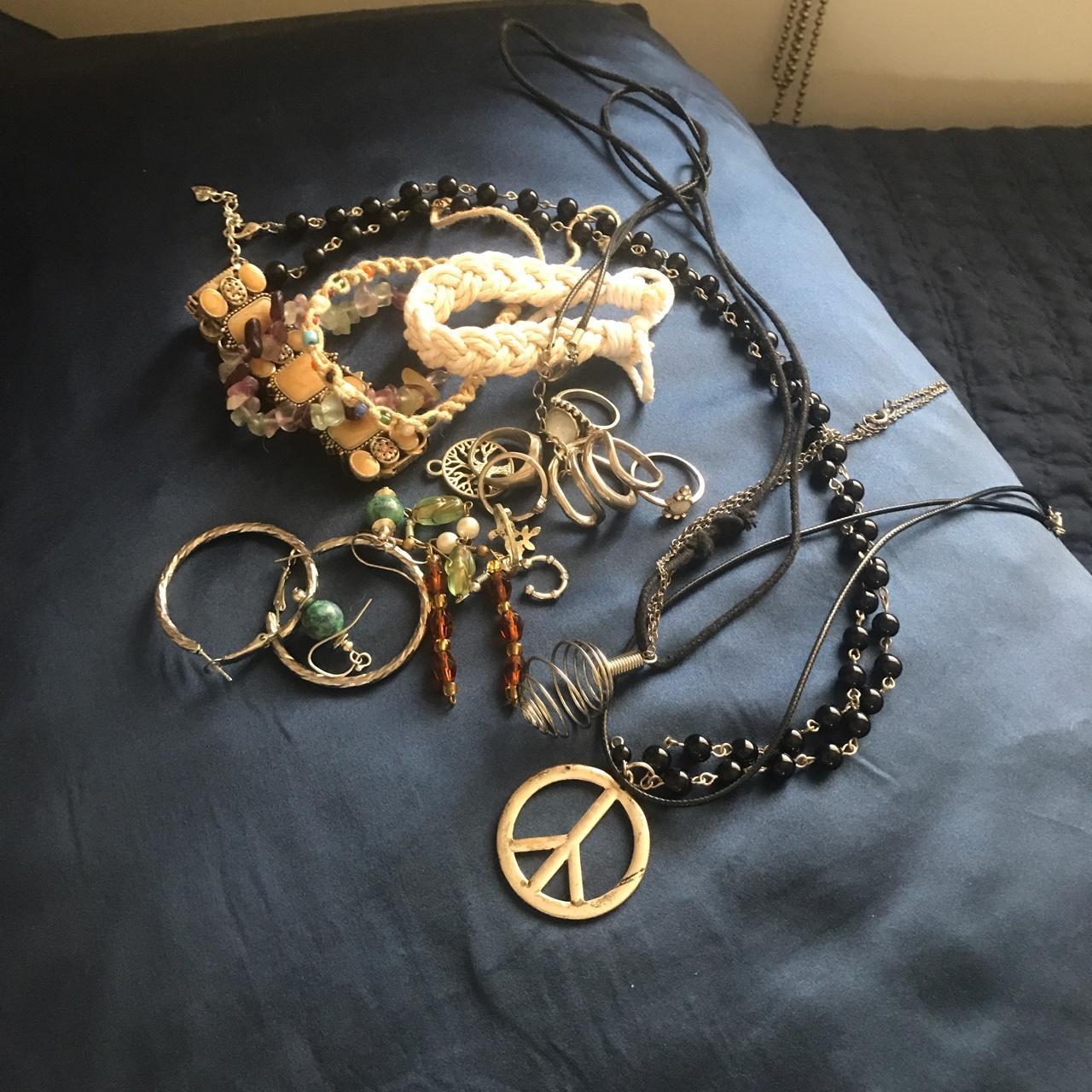 Hippy Jewellery Bag 18 items 4 earrings 4 Depop