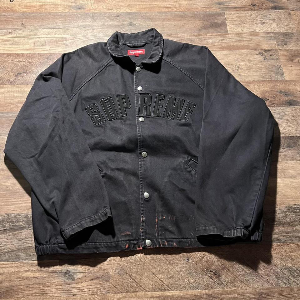 Supreme Snap Front Twill Jacket in Black size... - Depop