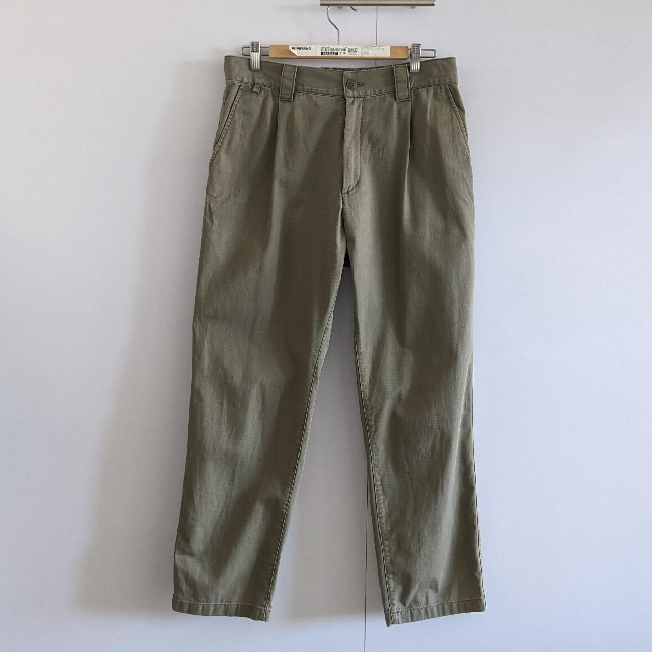 Uniqlo X JW Anderson pleated relaxed pants in olive... - Depop