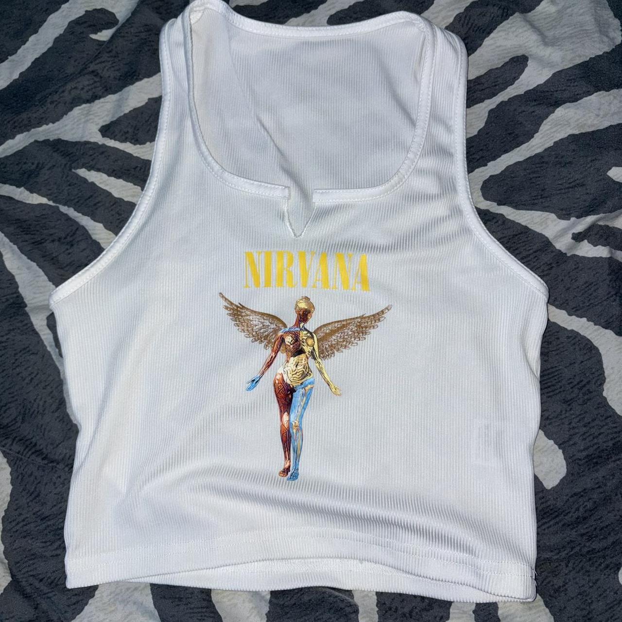 Source Unknown Women's Crop top - White/Multi - L… - image 1