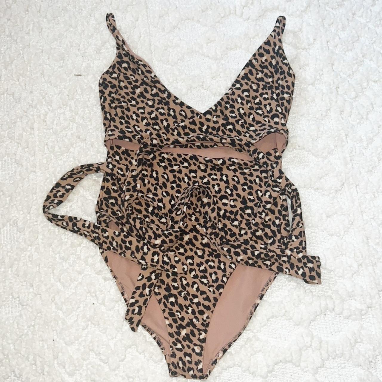 Aerie Leopard Wrap One Piece Swimsuit Size... Depop